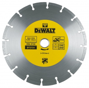 Диск алмазный 230мм, сегментированный , высота сегмента - 7мм. Dewalt DT3731